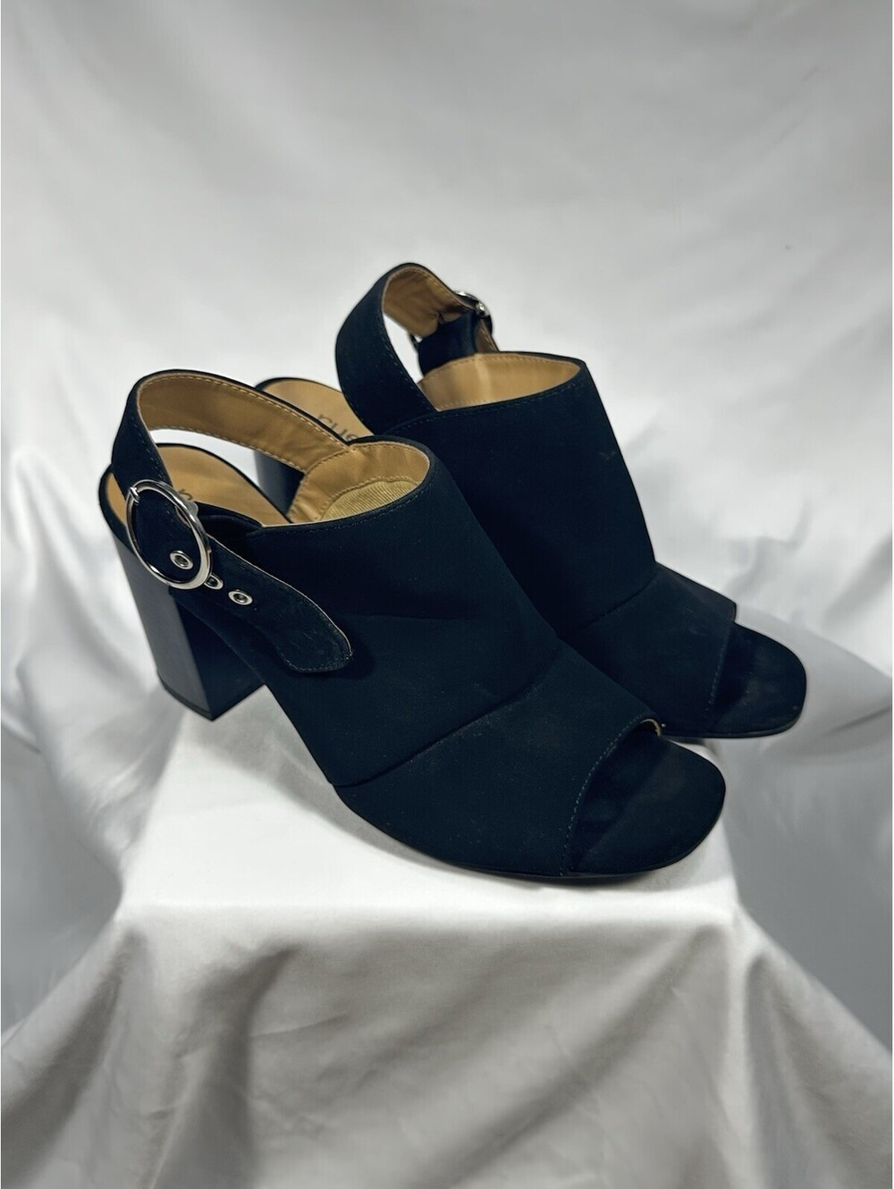 Rue21 Women’s Black Open Toe Slingback Block Heel Sandals Size 10